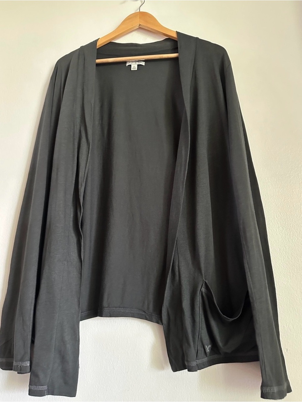 American Eagle Outfitters Black Open-Front Drape Cardigan